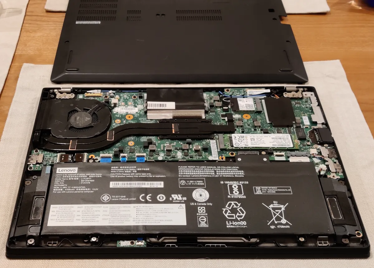 ThinkPad T480s with backpanel opened